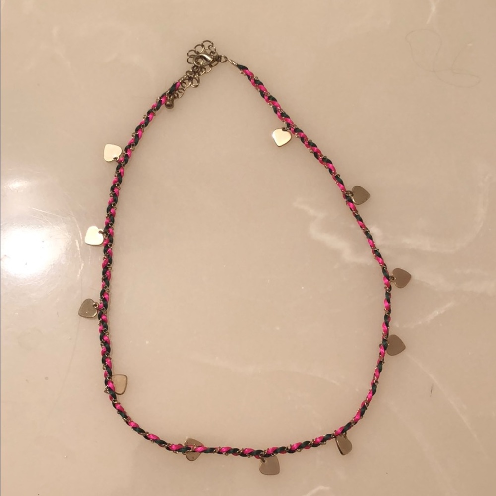 Pink and Green heart choker necklace